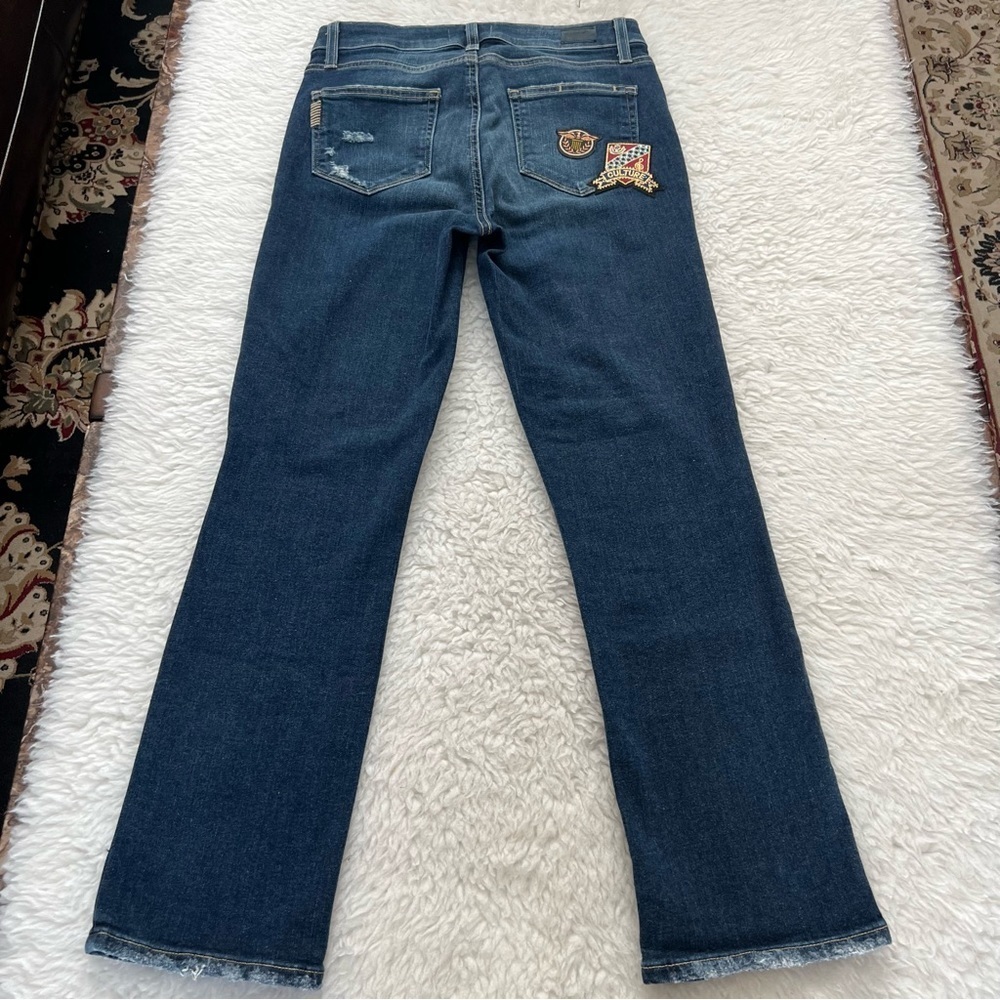 Paige Jaqueline Straight Stretchy Distressed Patches Jeans Size 26 - Picture 8 of 15